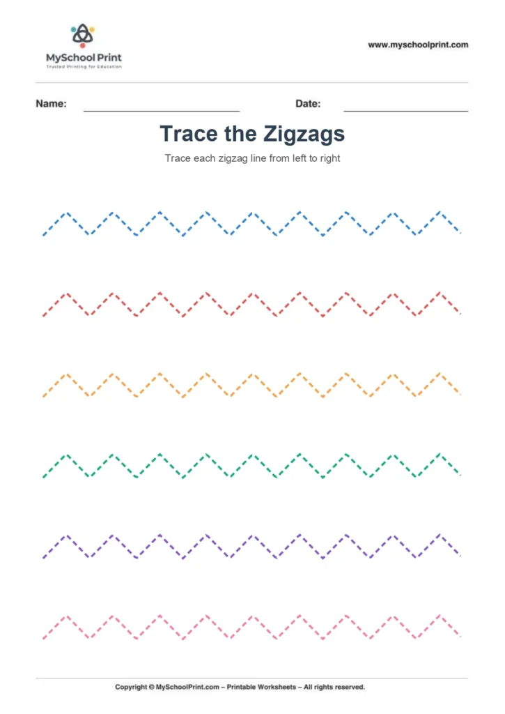 Zigzag tracing worksheet 2