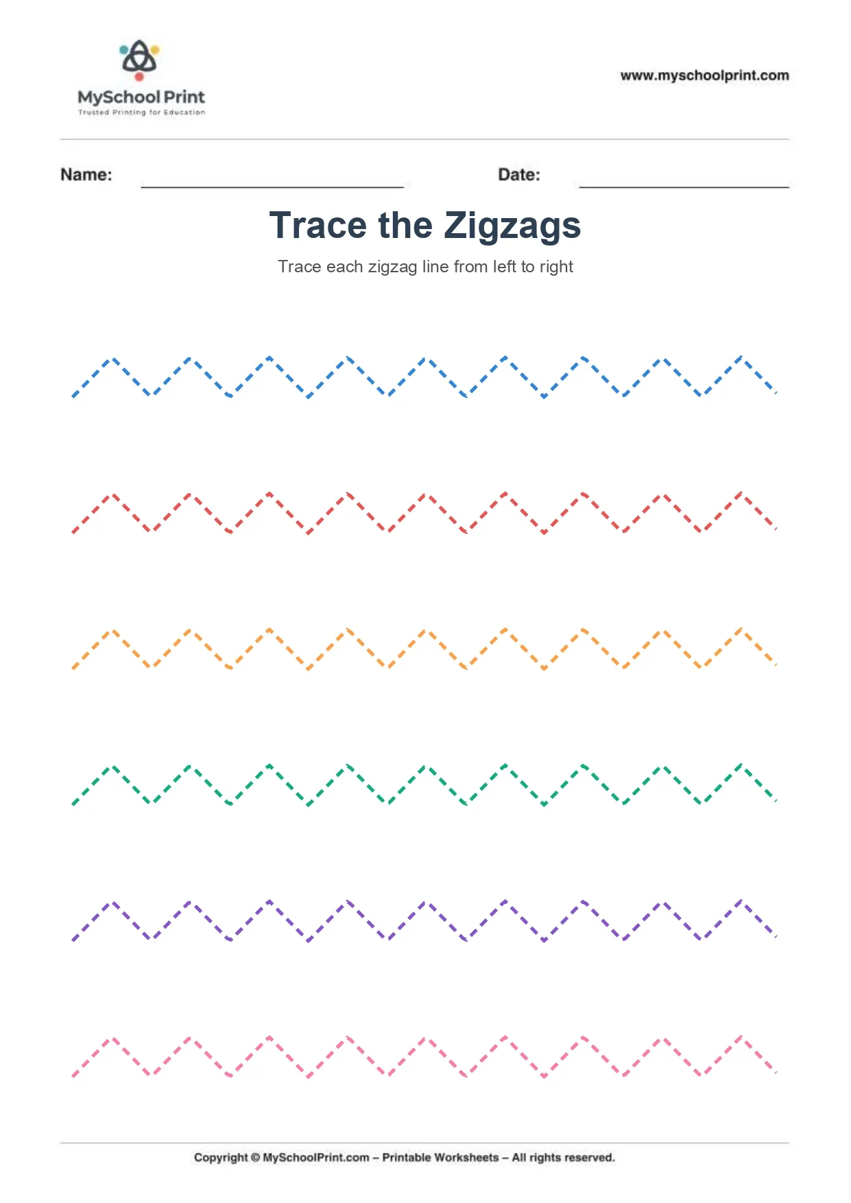 Zigzag tracing worksheet 2