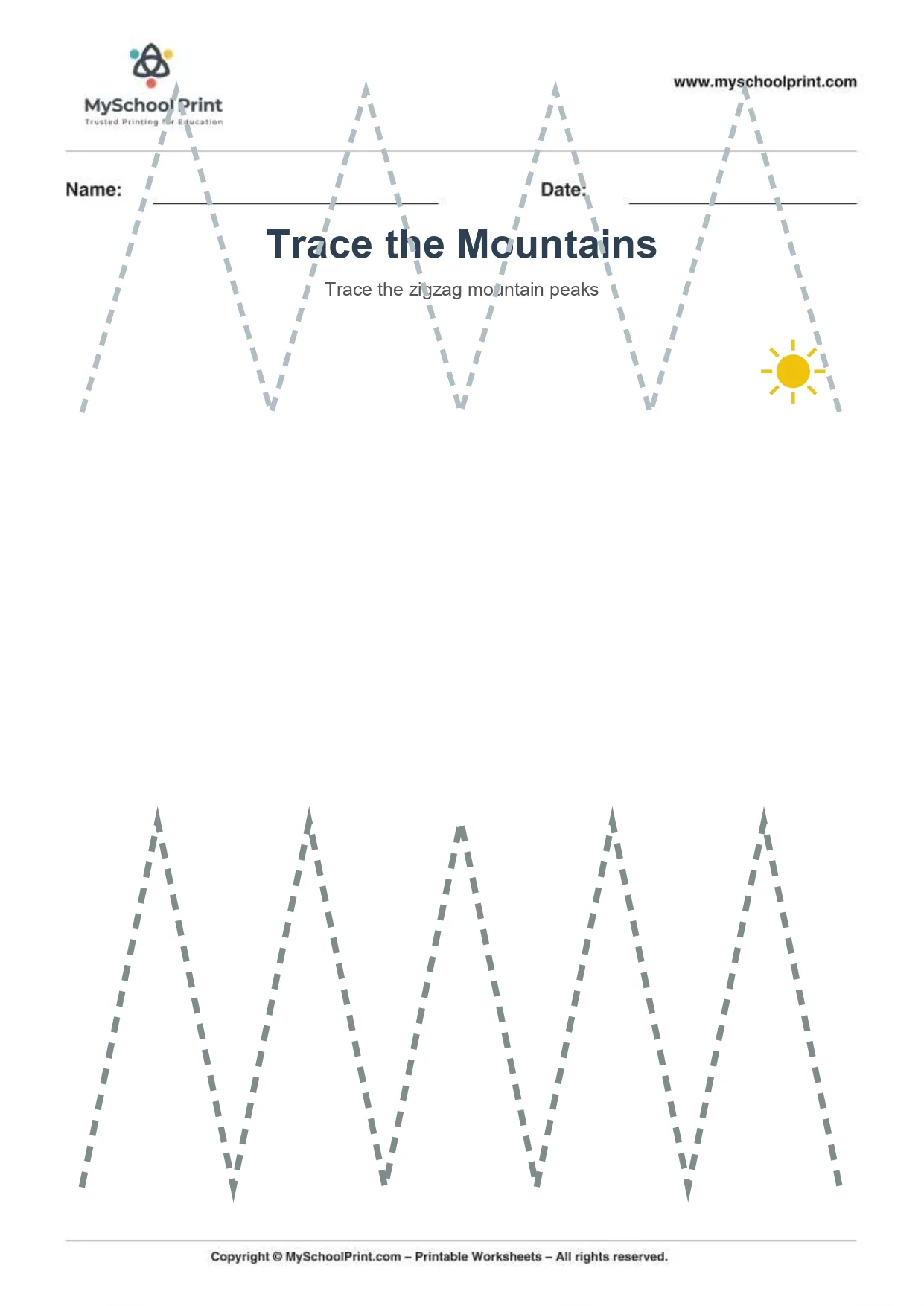 Zigzag tracing worksheet 4