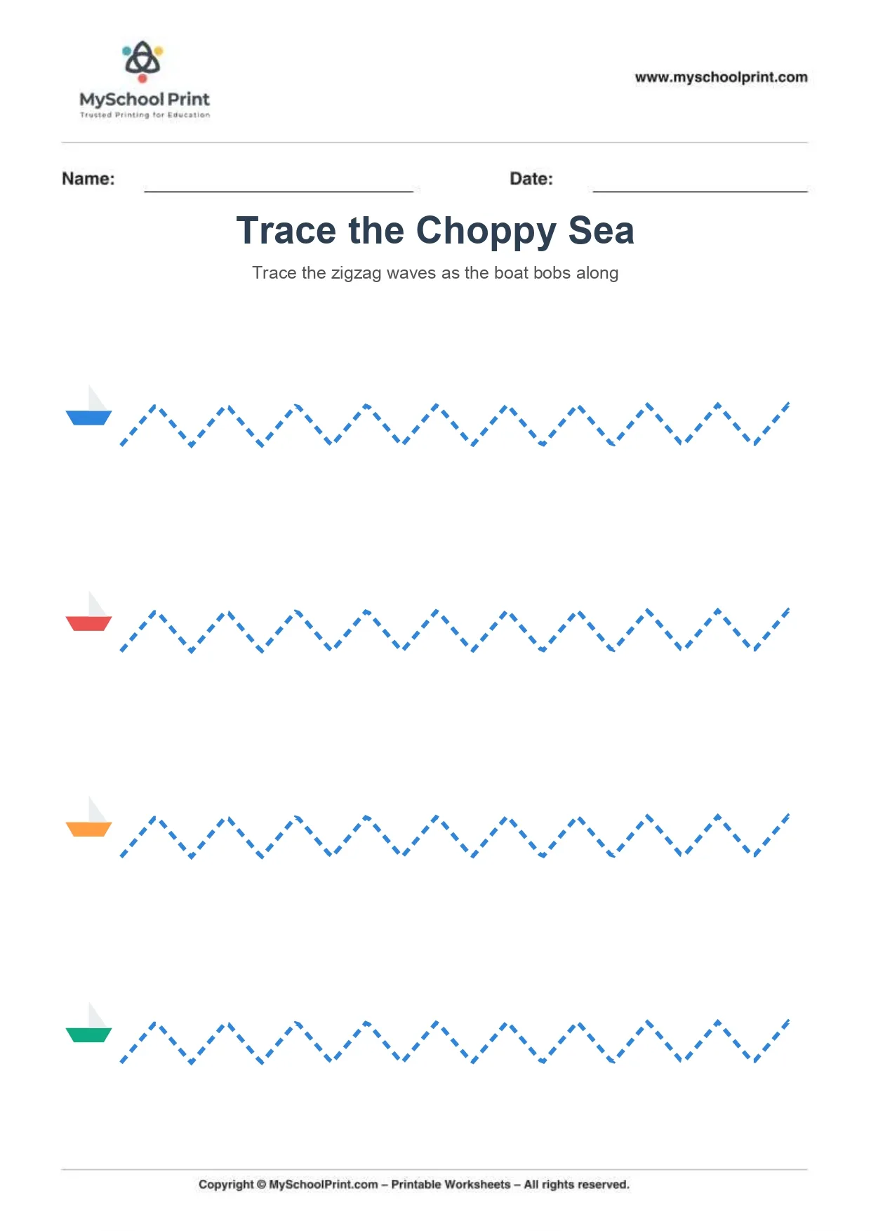 Zigzag tracing worksheet 7