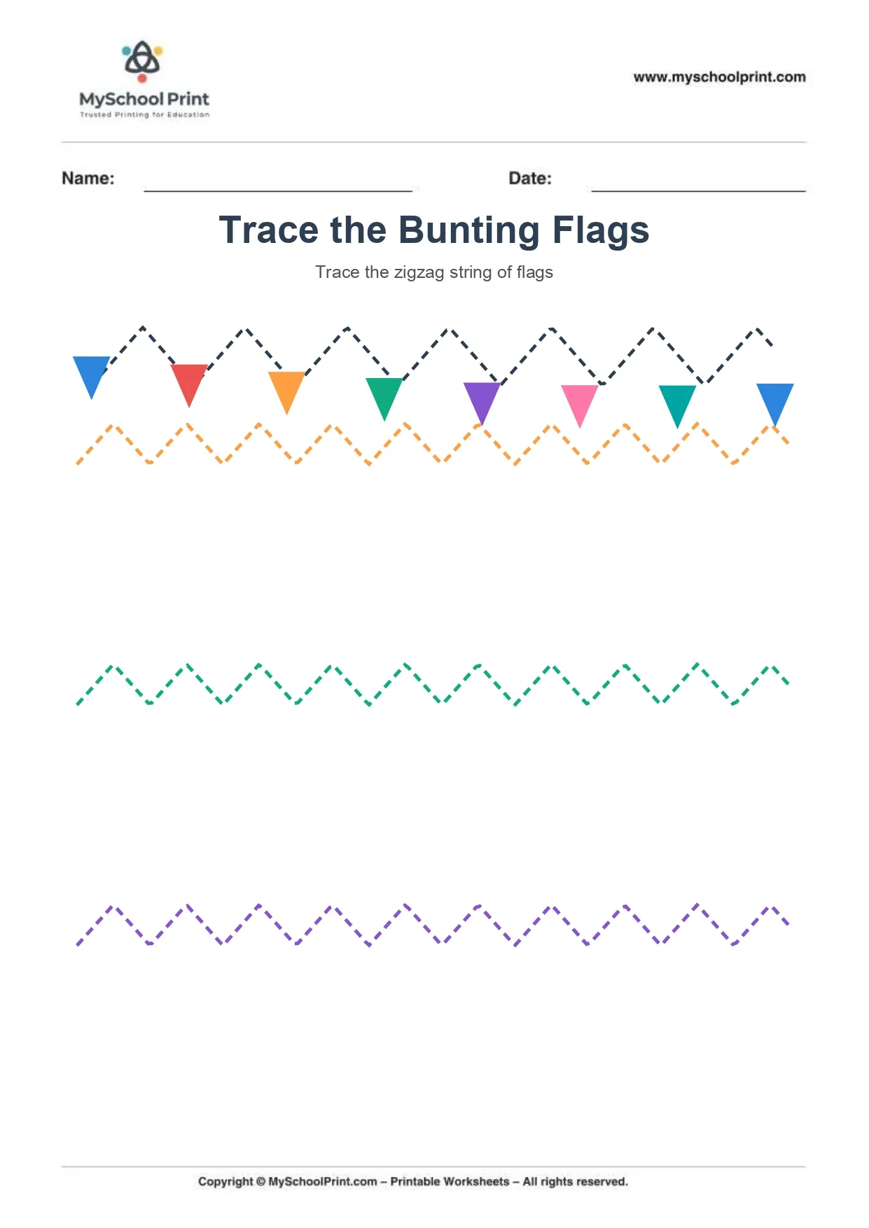 Zigzag tracing worksheet 9