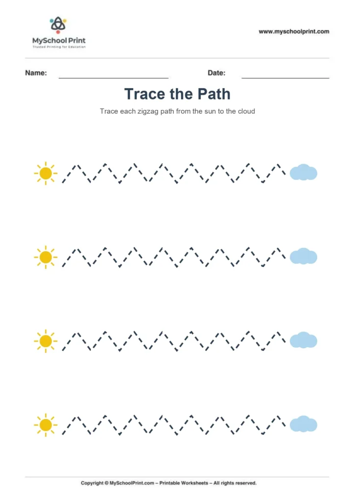 Zigzag tracing worksheet 10