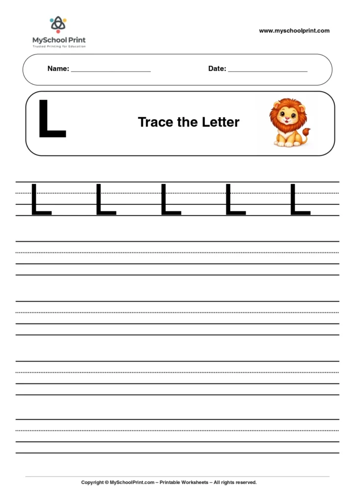 Uppercase letter L tracing worksheet for preschool
