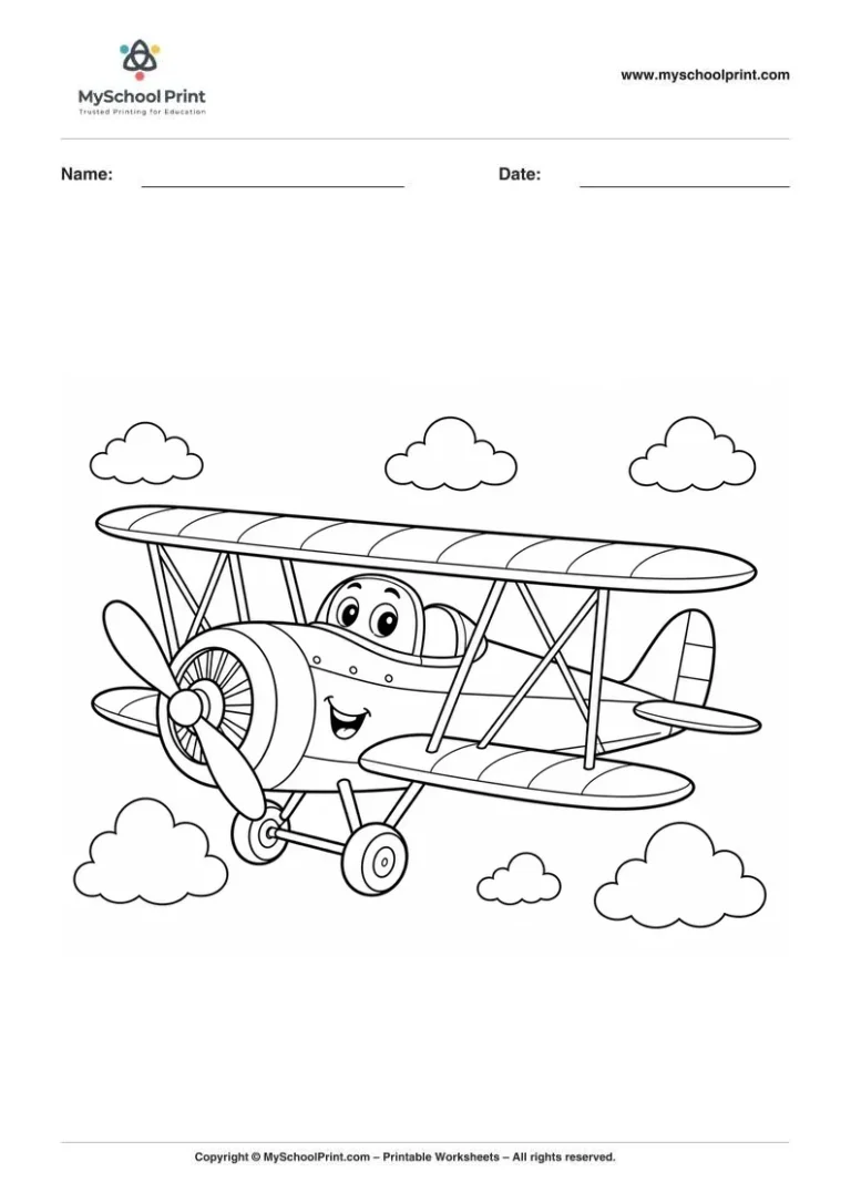 Biplane Coloring Worksheet