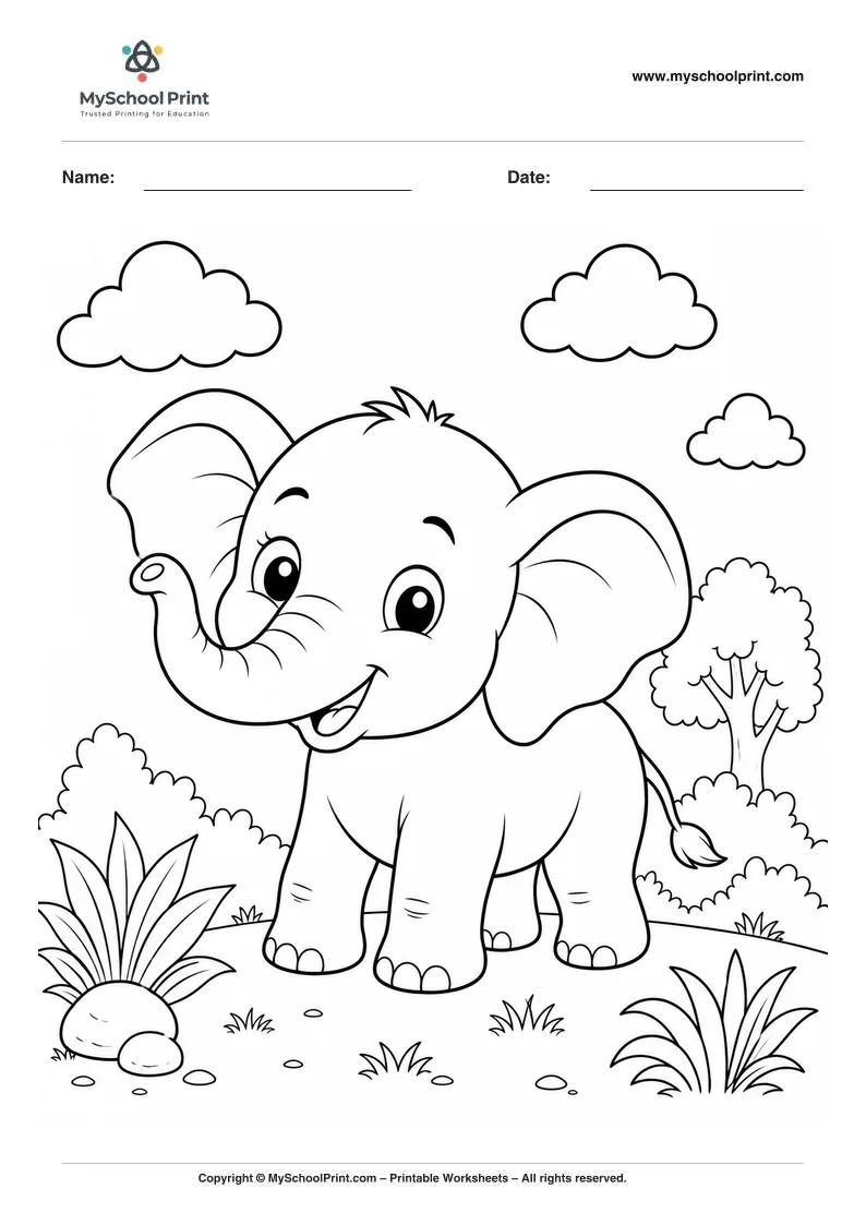 Elephant coloring page for kids