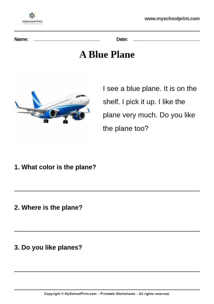 passage QA worksheet 2 for kindergarten reading practice