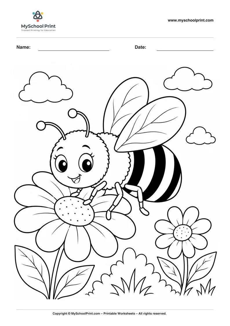 Honeybee coloring page for kids