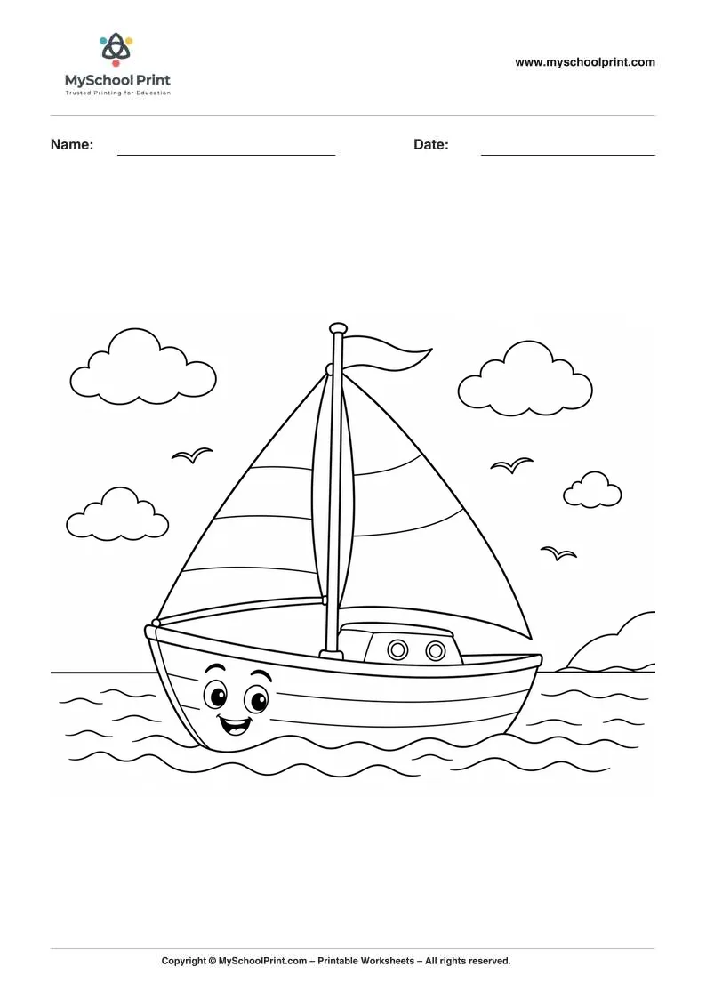 Printable sailboat coloring activity for kids