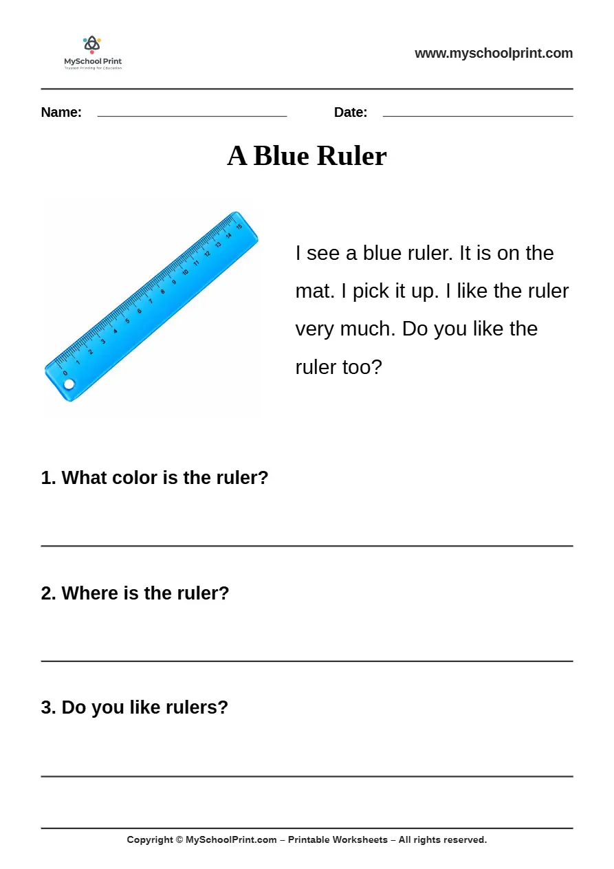 passage QA worksheet 6 for kindergarten reading practice