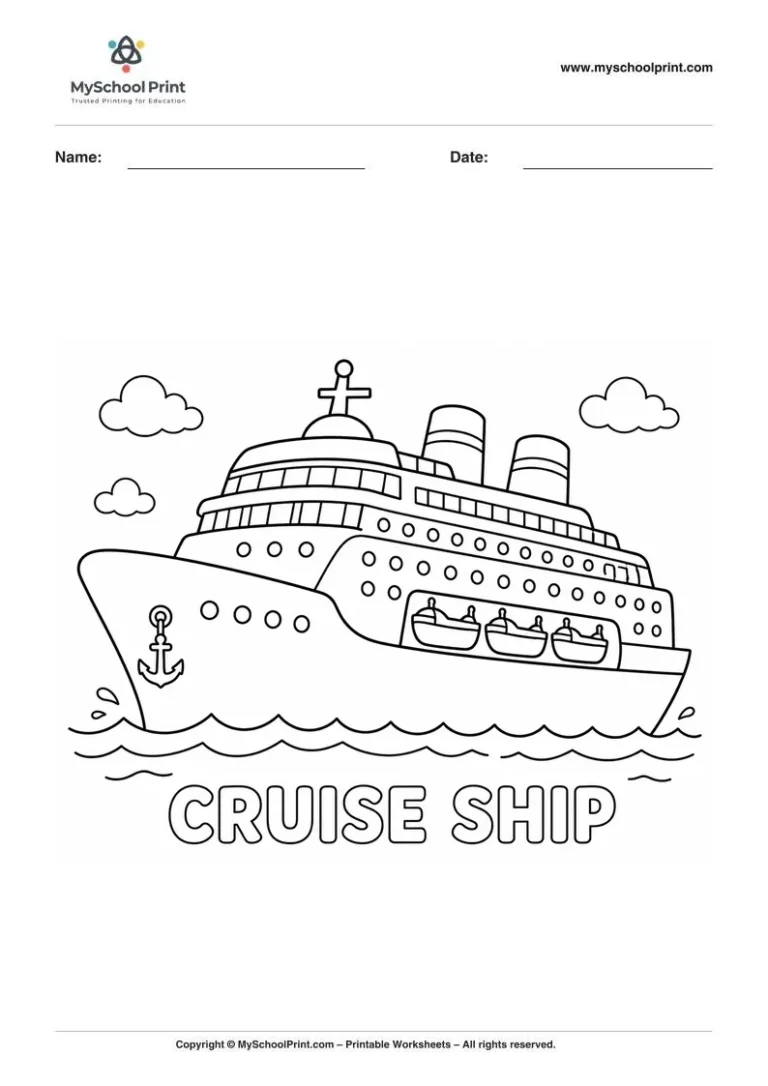 Cruise Ship Coloring Worksheet