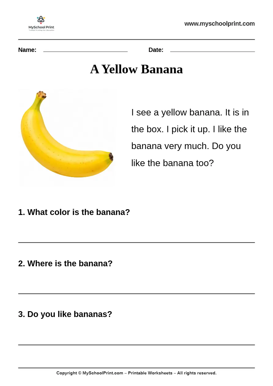passage QA worksheet 8 for kindergarten reading practice