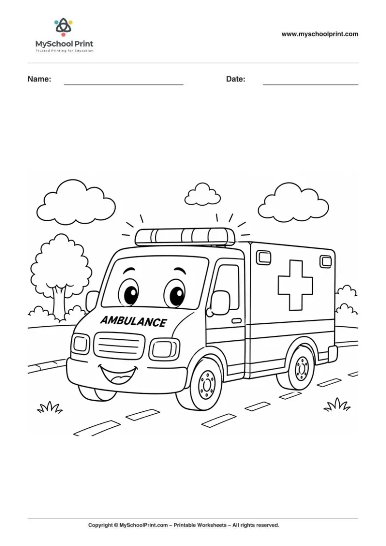 Ambulance Coloring Worksheet