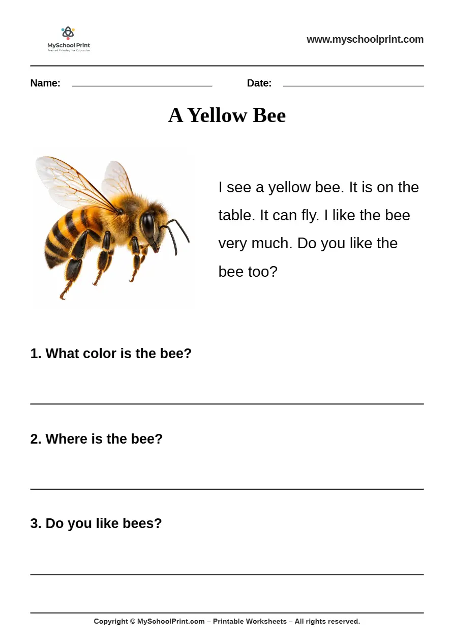 passage QA worksheet 9 for kindergarten reading practice