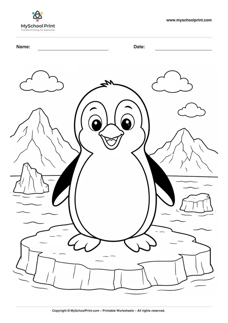 Penguin coloring page for kids