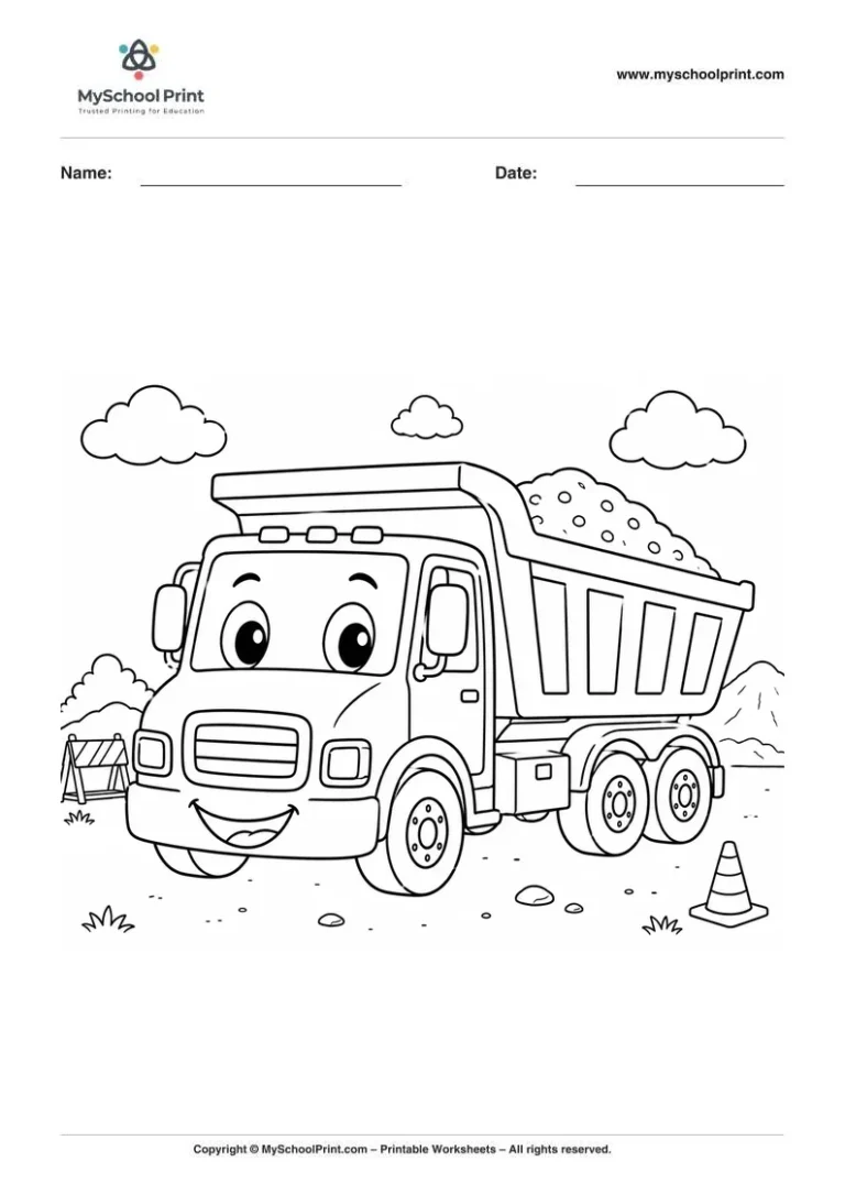 Dump Truck Coloring Worksheet