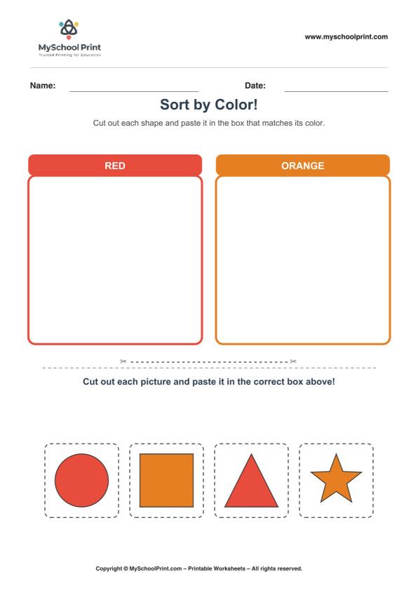 Cut and Paste Worksheet 102 for Kids