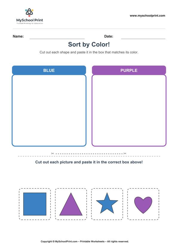 Cut and Paste Worksheet 103 for Kids