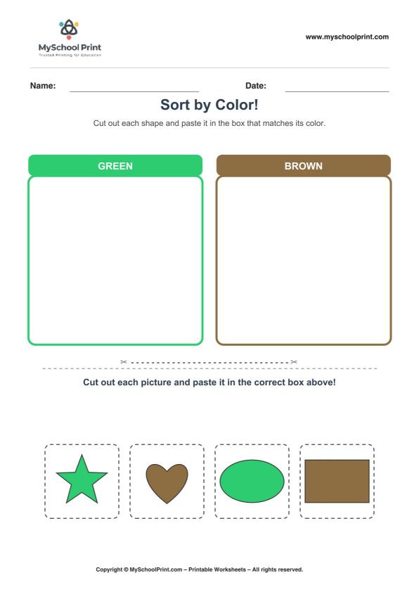Cut and Paste Worksheet 105 for Kids