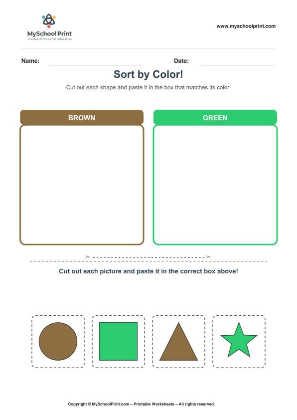 Cut and Paste Worksheet 109 for Kids