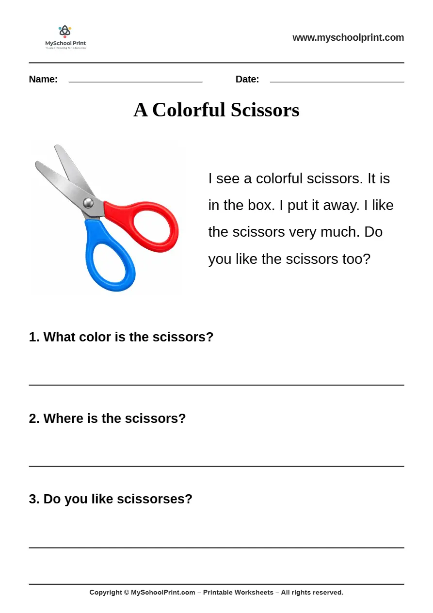 passage QA worksheet 11 for kindergarten reading practice