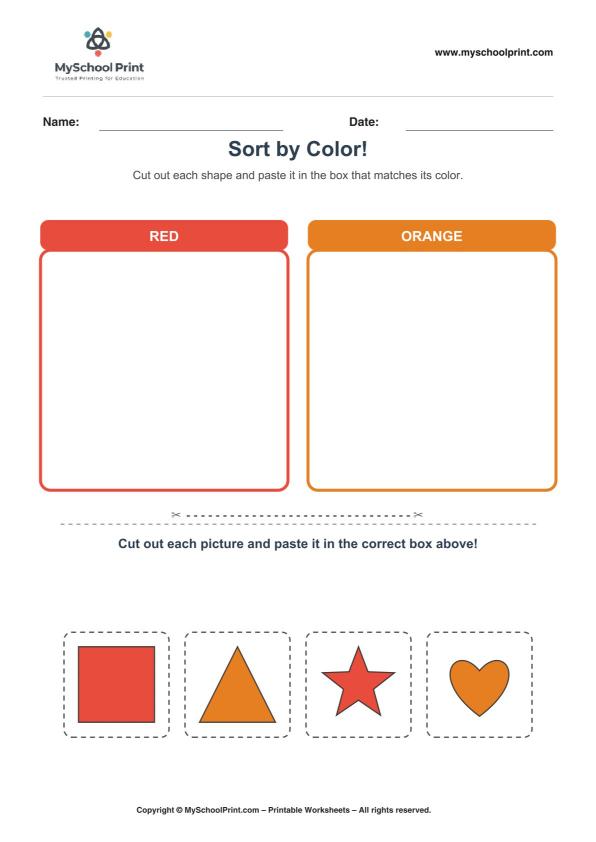 Cut and Paste Worksheet 110 for Kids
