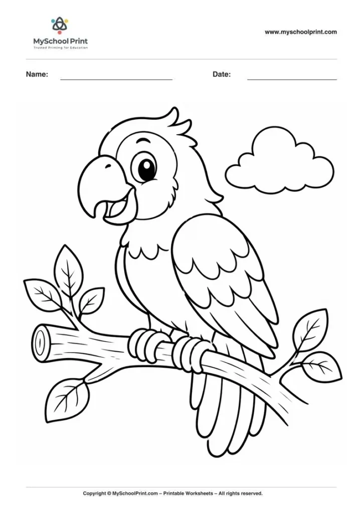 Parrot coloring page for kids