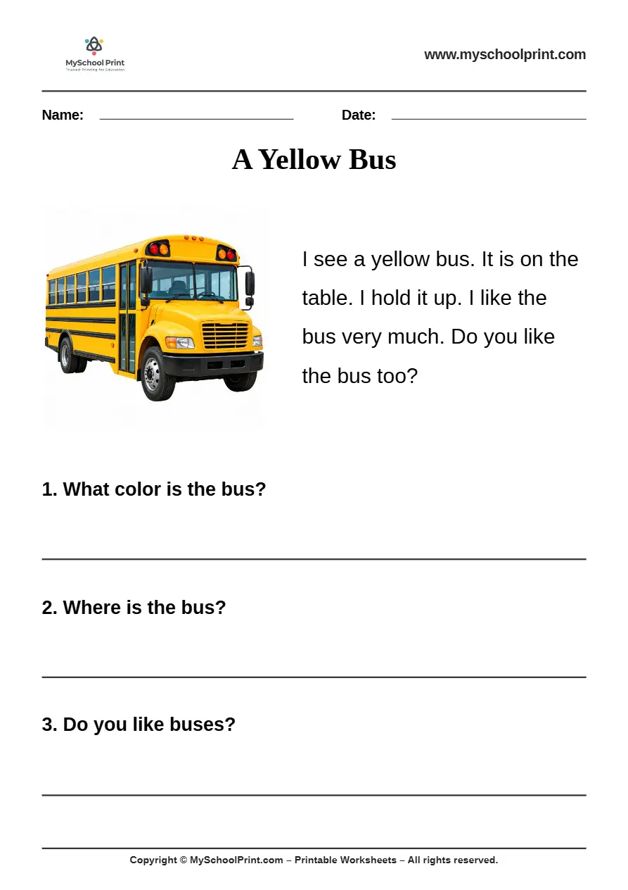 passage QA worksheet 13 for kindergarten reading practice