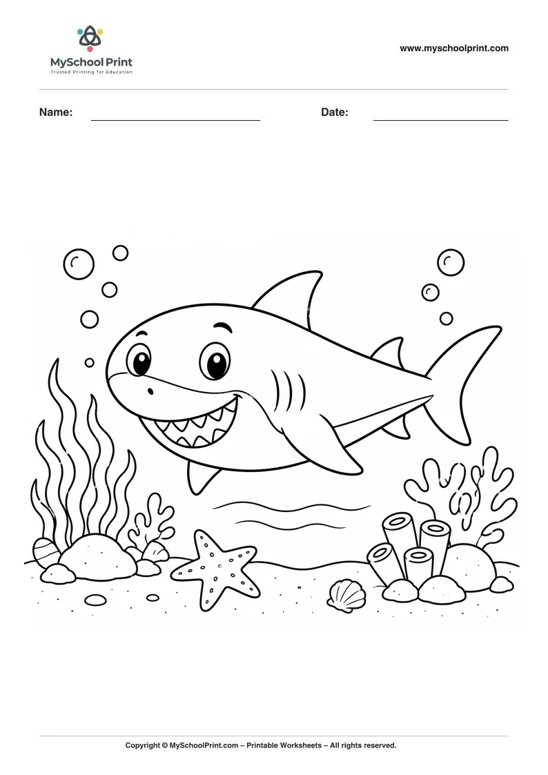 Shark coloring page for kids