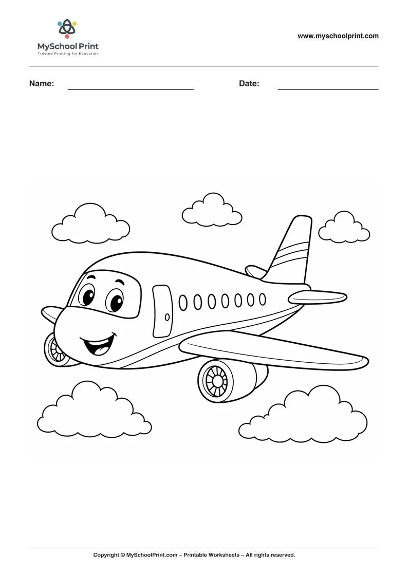 Printable airplane coloring activity for kids
