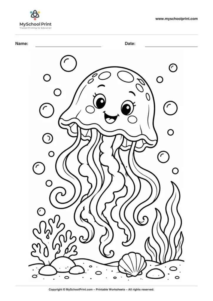 Jellyfish coloring page for kids