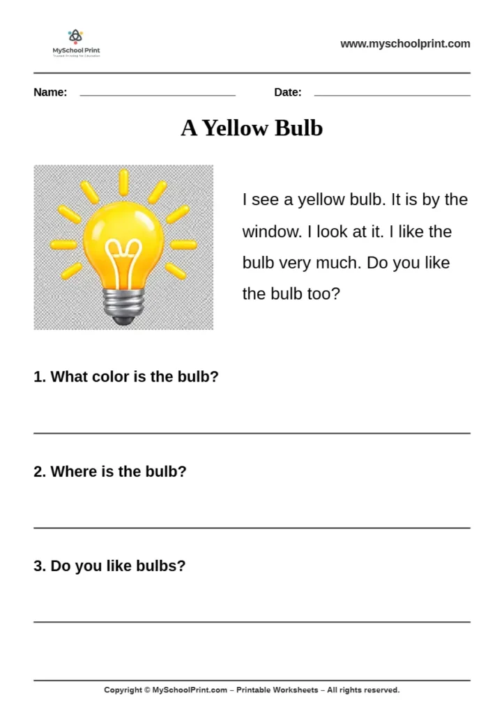 passage QA worksheet 17 for kindergarten reading practice