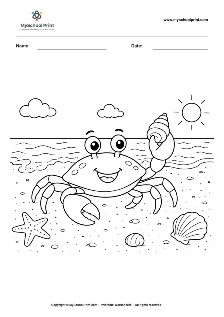 Crab coloring page for kids