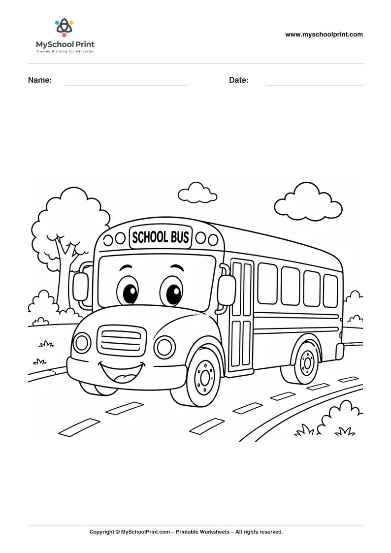 Printable school bus coloring activity for kids