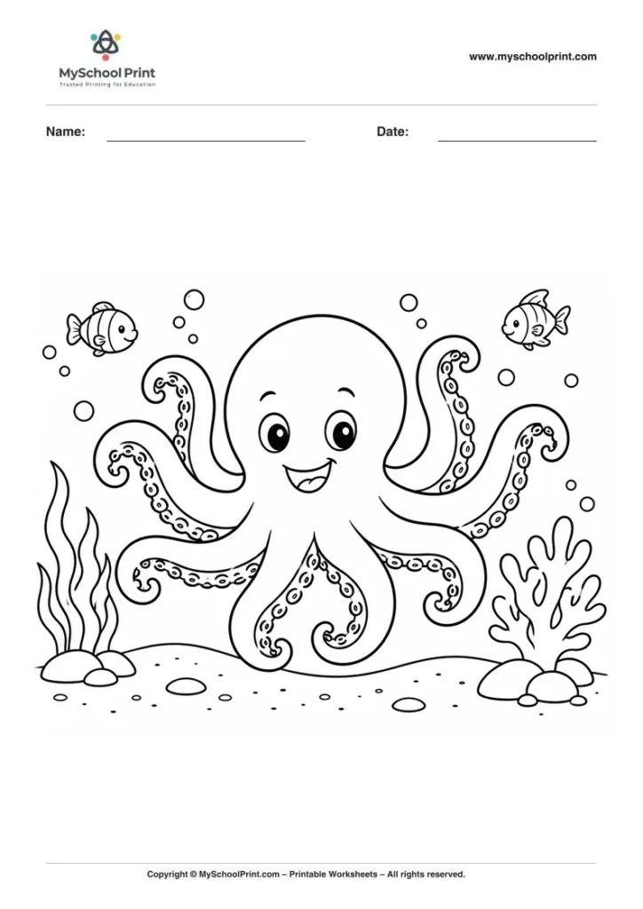 Octopus coloring page for kids