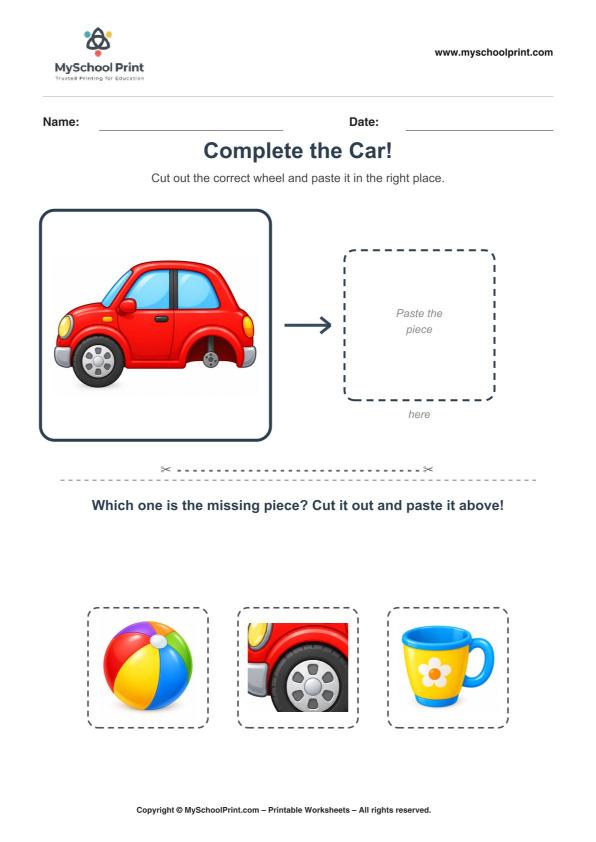 Cut and Paste Worksheet 24 for Kids