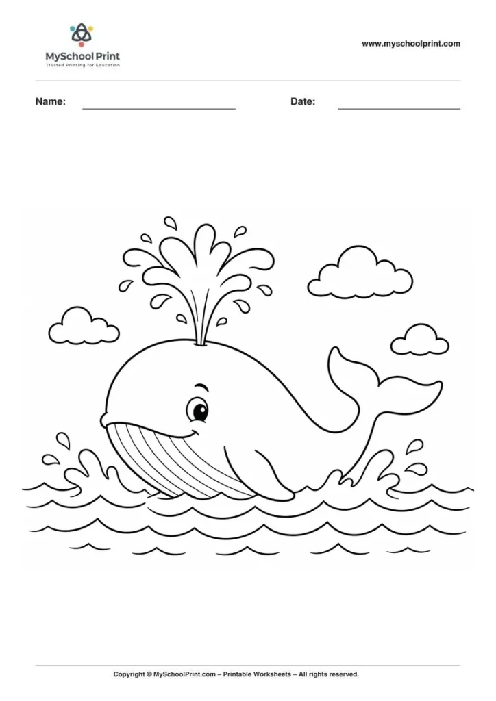 Whale coloring page for kids