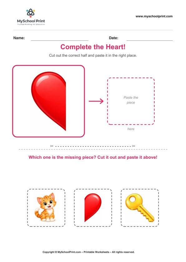Cut and Paste Worksheet 25 for Kids