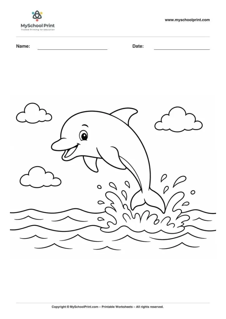 Dolphin coloring page for kids