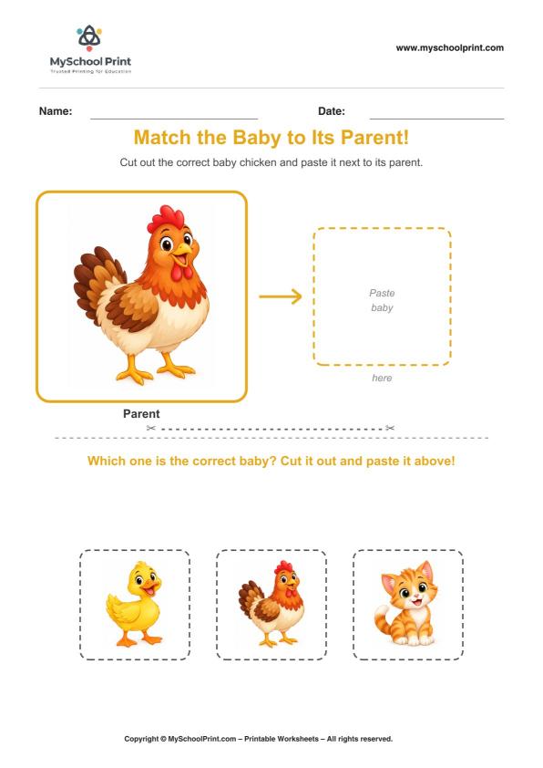 Cut and Paste Worksheet 26 for Kids