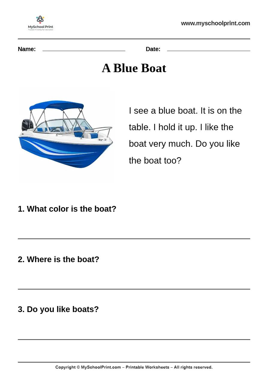 passage QA worksheet 26 for kindergarten reading practice