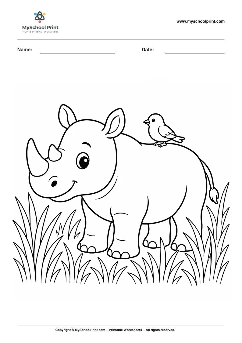 Rhino coloring page for kids