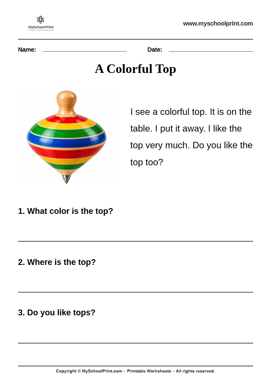passage QA worksheet 27 for kindergarten reading practice