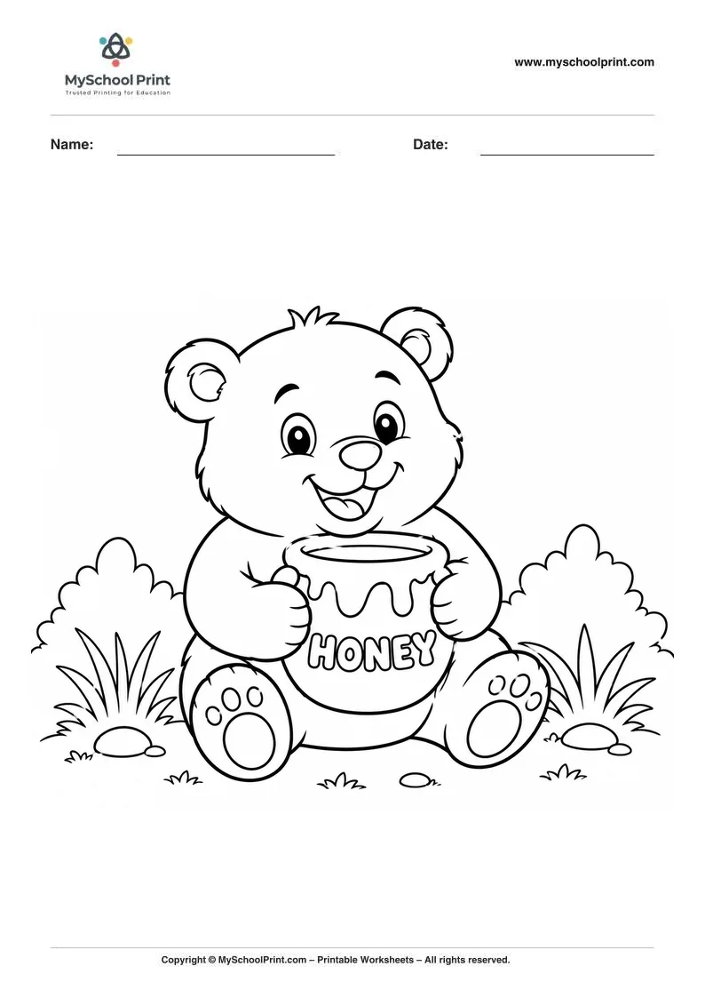 Bear coloring page for kids