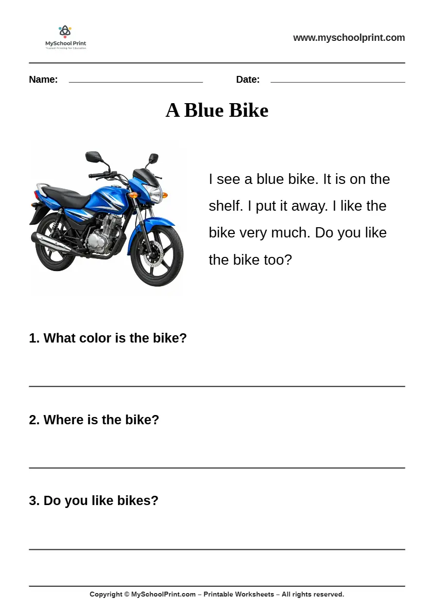 passage QA worksheet 28 for kindergarten reading practice