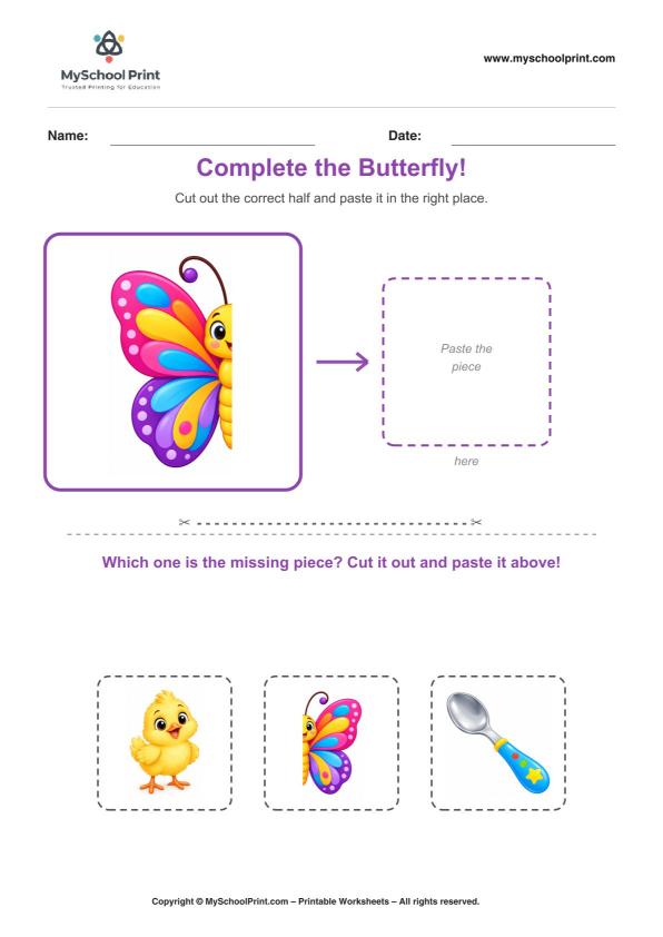 Cut and Paste Worksheet 29 for Kids