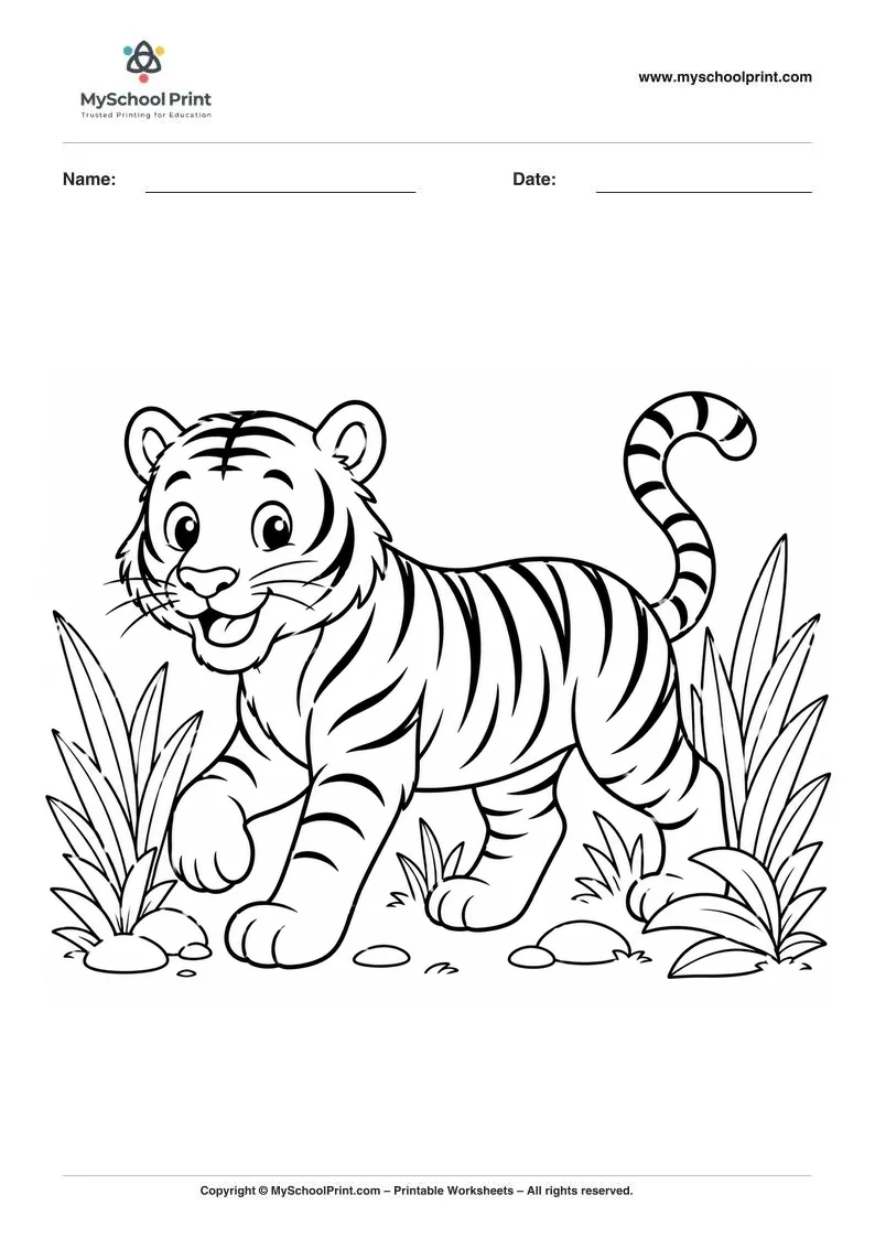 Tiger coloring page for kids