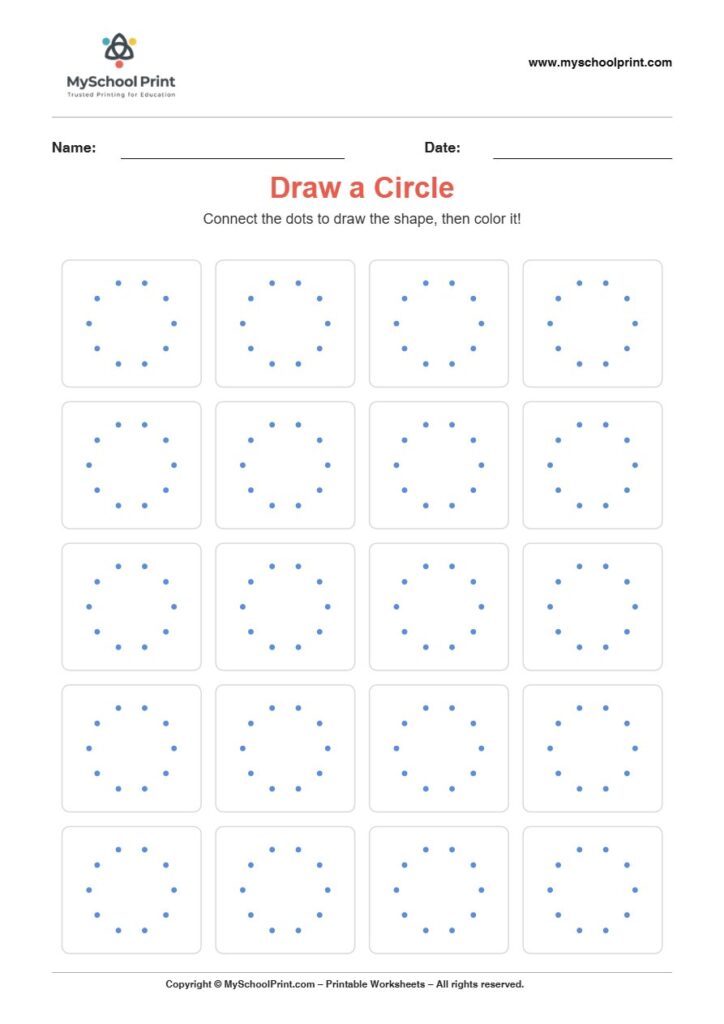 2d draw circle worksheet for kids