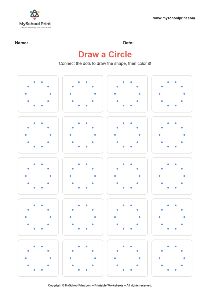 2d draw circle worksheet for kindergarten kids