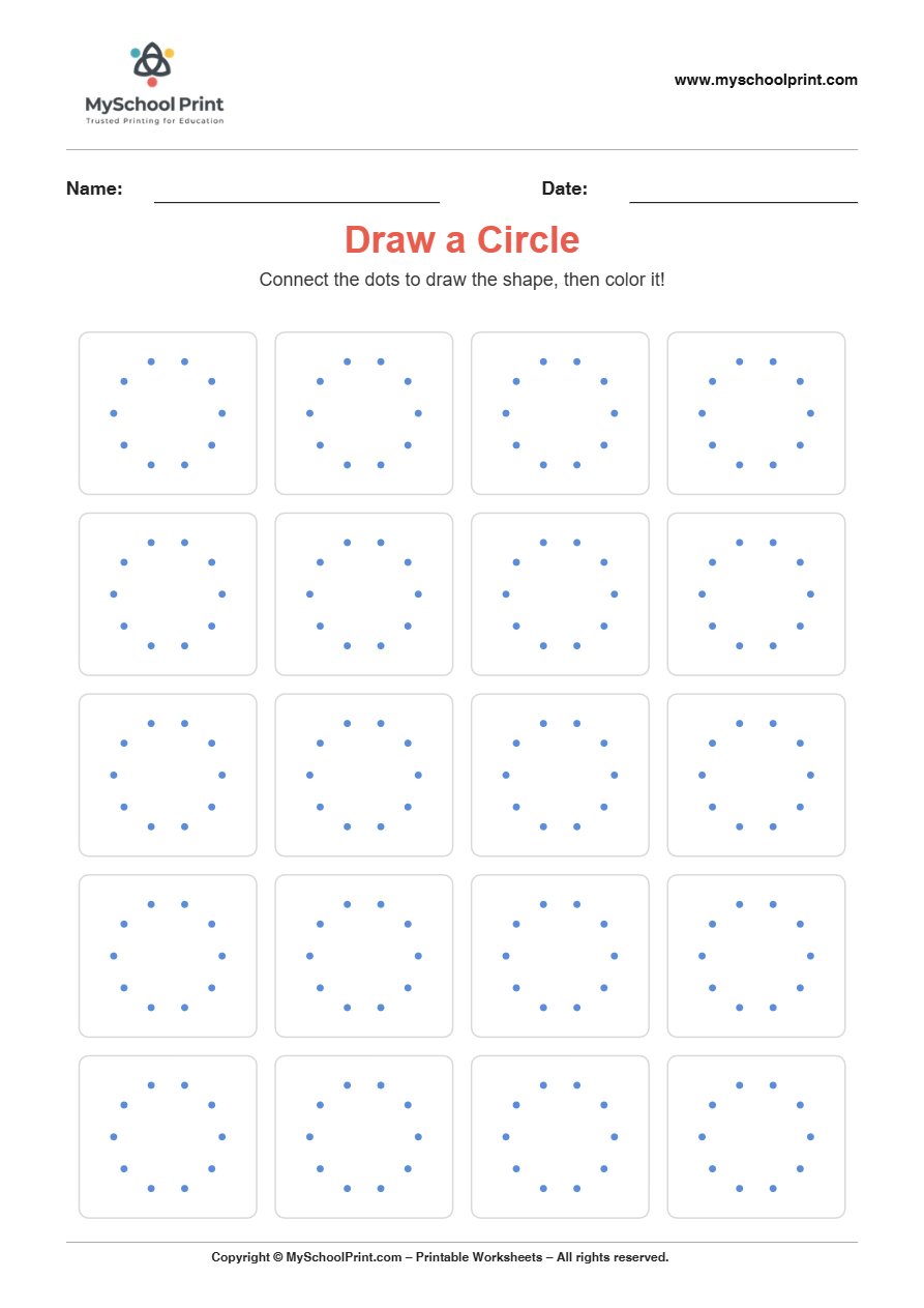 2d draw circle worksheet for kids