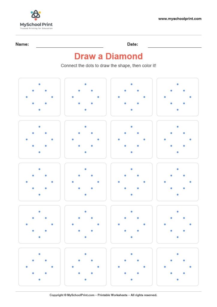 2d draw diamond worksheet for kids